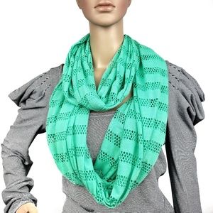 Teal infinity loop eyelet green blue spring scarf